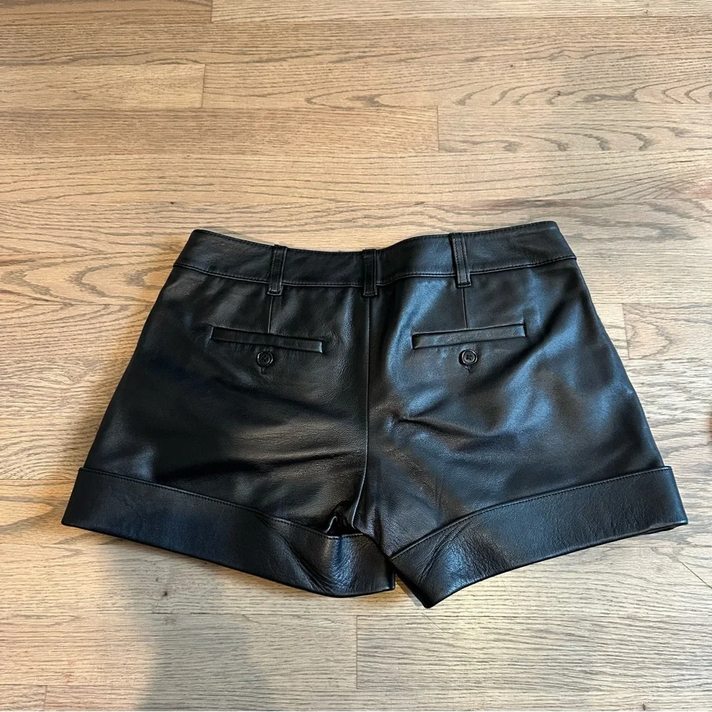 Haute Hippie Genuine Leather Cuffed Women’s Shorts - Picture 3 of 10